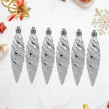 6Pcs Christmas Tree Decorations Charm Pendants for Cafe Engagement Festivals Silver