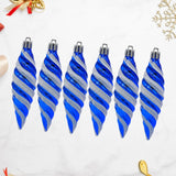 6Pcs Christmas Tree Decorations Charm Pendants for Cafe Engagement Festivals Blue