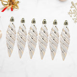 6Pcs Christmas Tree Decorations Charm Pendants for Cafe Engagement Festivals Champagne Gold