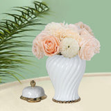 Ceramic Flower Vase Ceramic Ginger Jar with Lid for Bookshelf Party Entrance White