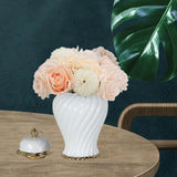 Ceramic Flower Vase Ceramic Ginger Jar with Lid for Bookshelf Party Entrance White