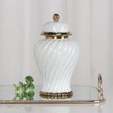 Ceramic Flower Vase Ceramic Ginger Jar with Lid for Bookshelf Party Entrance White