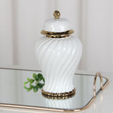 Ceramic Flower Vase Ceramic Ginger Jar with Lid for Bookshelf Party Entrance White