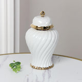 Ceramic Flower Vase Ceramic Ginger Jar with Lid for Bookshelf Party Entrance White