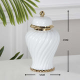 Ceramic Flower Vase Ceramic Ginger Jar with Lid for Bookshelf Party Entrance White