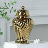 Ceramic Flower Vase Ceramic Ginger Jar with Lid for Bookshelf Party Entrance Gold