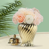 Ceramic Flower Vase Ceramic Ginger Jar with Lid for Bookshelf Party Entrance Gold