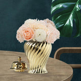 Ceramic Flower Vase Ceramic Ginger Jar with Lid for Bookshelf Party Entrance Gold