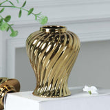 Ceramic Flower Vase Ceramic Ginger Jar with Lid for Bookshelf Party Entrance Gold