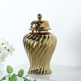 Ceramic Flower Vase Ceramic Ginger Jar with Lid for Bookshelf Party Entrance Gold