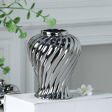 Ceramic Flower Vase Ceramic Ginger Jar with Lid for Bookshelf Party Entrance Silvery