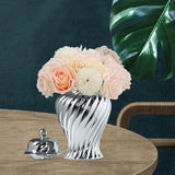 Ceramic Flower Vase Ceramic Ginger Jar with Lid for Bookshelf Party Entrance Silvery