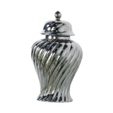 Ceramic Flower Vase Ceramic Ginger Jar with Lid for Bookshelf Party Entrance Silvery