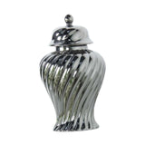 Ceramic Flower Vase Ceramic Ginger Jar with Lid for Bookshelf Party Entrance Silvery