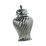 Ceramic Flower Vase Ceramic Ginger Jar with Lid for Bookshelf Party Entrance Silvery