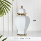 Ceramic Vase Modern Ceramic Ginger Jar with Lid for Entryway Bookshelf Party White