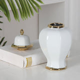 Ceramic Vase Modern Ceramic Ginger Jar with Lid for Entryway Bookshelf Party White