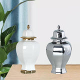 Ceramic Vase Modern Ceramic Ginger Jar with Lid for Entryway Bookshelf Party White