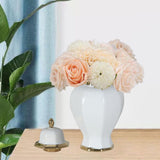 Ceramic Vase Modern Ceramic Ginger Jar with Lid for Entryway Bookshelf Party White