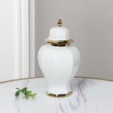 Ceramic Vase Modern Ceramic Ginger Jar with Lid for Entryway Bookshelf Party White