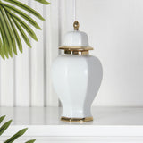 Ceramic Vase Modern Ceramic Ginger Jar with Lid for Entryway Bookshelf Party White