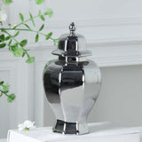 Ceramic Vase Modern Ceramic Ginger Jar with Lid for Entryway Bookshelf Party Silvery