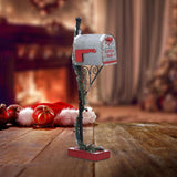 Christmas Mailbox Statue Funny Christmas Decorations for Tabletop   Gray