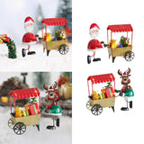 Desktop Ornament Xmas Character Pushing The Cart Figurine for New Year Decor Santa