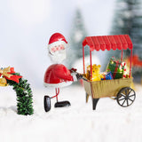 Desktop Ornament Xmas Character Pushing The Cart Figurine for New Year Decor Santa