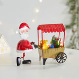 Desktop Ornament Xmas Character Pushing The Cart Figurine for New Year Decor Santa