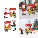 Desktop Ornament Xmas Character Pushing The Cart Figurine for New Year Decor Santa