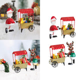 Desktop Ornament Xmas Character Pushing The Cart Figurine for New Year Decor Santa