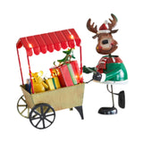 Desktop Ornament Xmas Character Pushing The Cart Figurine for New Year Decor Reindeer