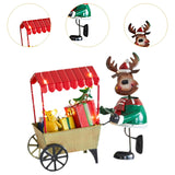 Desktop Ornament Xmas Character Pushing The Cart Figurine for New Year Decor Reindeer