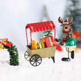 Desktop Ornament Xmas Character Pushing The Cart Figurine for New Year Decor Reindeer