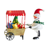 Christmas Snowman with Cart Statue Cute Tabletop Decoration for Holiday Gift