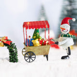 Christmas Snowman with Cart Statue Cute Tabletop Decoration for Holiday Gift