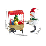 Christmas Snowman with Cart Statue Cute Tabletop Decoration for Holiday Gift