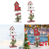 Christmas Bird House Decor Indoor Outdoor Ornament for Festival Balcony Yard Red