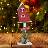 Christmas Bird House Decor Indoor Outdoor Ornament for Festival Balcony Yard Red