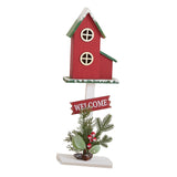 Christmas Bird House Decor Indoor Outdoor Ornament for Festival Balcony Yard Red