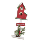 Christmas Bird House Decor Indoor Outdoor Ornament for Festival Balcony Yard Red