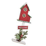 Christmas Bird House Decor Indoor Outdoor Ornament for Festival Balcony Yard Red