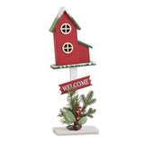 Christmas Bird House Decor Indoor Outdoor Ornament for Festival Balcony Yard Red