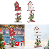 Christmas Bird House Decor Indoor Outdoor Ornament for Festival Balcony Yard Red