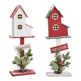 Christmas Bird House Decor Indoor Outdoor Ornament for Festival Balcony Yard Red