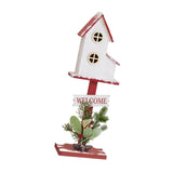 Christmas Bird House Decor Indoor Outdoor Ornament for Festival Balcony Yard White