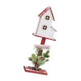 Christmas Bird House Decor Indoor Outdoor Ornament for Festival Balcony Yard White