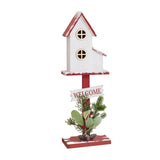 Christmas Bird House Decor Indoor Outdoor Ornament for Festival Balcony Yard White