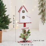 Christmas Bird House Decor Indoor Outdoor Ornament for Festival Balcony Yard White